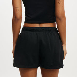 Short pour femme OEM/ODM 100% coton couleur noire unie logo imprimé personnalisé sans poches short hip hop respirant pour femme - Product Image 4