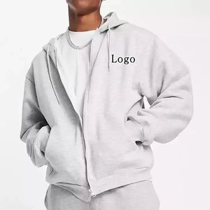 Sudadera con capucha personalizada con cremallera, 100% algodón polar, para invierno, lisa, con cremallera completa, transpirable, con logotipo personalizado para hombre - Product Image 1