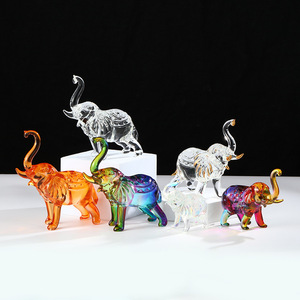 High-end Interior Decoration Elephant Ornaments Crystal Glass Colored Crafts Elephant Glass Crafts