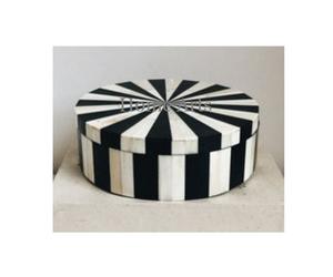Boîte à bijoux de conception admirable, couleur noir et blanc, en bois et nacre, forme ronde, en gros - Product Image 6