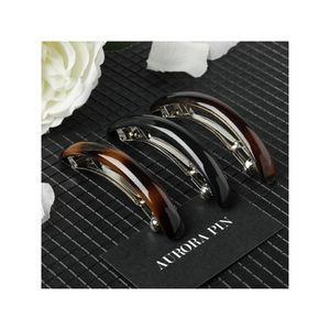 K-Beauty Ensemble de barrettes à fermoir automatique en plastique solide Pinces à cheveux élégantes en écaille de tortue pour chignon queue de cheval Updo Accessoires pour métal - Product Image 4