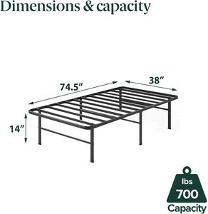 Marco de cama doble de lujo de 14 pulgadas de TRIHO, características de almacenamiento de metal ecológico, fácil montaje, sin caja, muebles de cocina para el hogar - Product Image 2