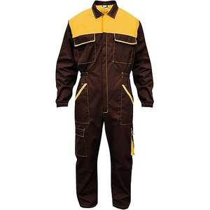 Combinaison de travail unisexe confortable en coton marron/jaune CBF Balducci Group avec design multi-poches, fabriquée en AL - Product Image 1