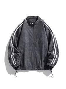 Veste coupe-vent unisexe violette à capuche avec fermeture éclair, imperméable, coupe-vent, sportive, coupe ample, automne, polyester, streetwear, toile - Product Image 3