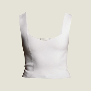 เสื้อแขนกุดมีเชือกรูดสำหรับผู้หญิงเสื้อครอปแบบธรรมดาคอแต่งระบายมีเชือกผูก - Product Image 5