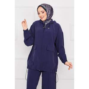 Ensemble 2 Pièces Décontracté à Capuche Bleu Marine - Product Image 4