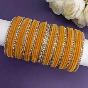 Conjunto de brazalete indio Rhinestone CZ Cristal Boda Nupcial Terciopelo Brazalete Pulseras Joyería para Mujeres Niñas (Juego de 44) - Product Image 2