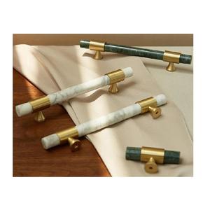 Poignée de porte en marbre et laiton Style traditionnel Porte d'armoire Poignée de tirage en laiton et marbre Poignées d'armoire - Product Image 5