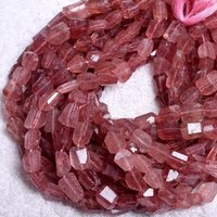 Perles de pierre à facettes en quartz fraise rose naturel, 8mm-10mm, pour la fabrication de bijoux DIY, colliers, fournisseur tiers