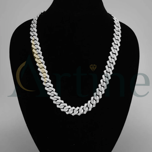 925 Plata sólida de alta calidad VVS Moissanite Diamond Miami cadena de eslabones cubanos hombres - Product Image 1