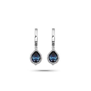 Pendientes de Plata de Ley 925 con Incrustaciones de Diamantes, Circonitas y Piedras de Color Zafiro, Estilo Lágrima, de Turquía, Recién Llegados - Product Image 1