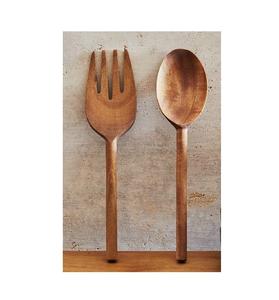 Dernier outil à salade en bois Ensemble de couverts à salade à la main Ensemble de serveurs à salade en bois d'acacia de style américain - Product Image 5