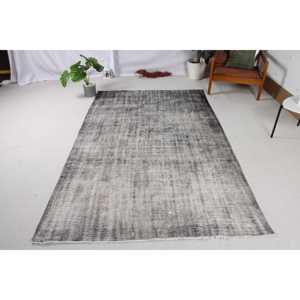 Tapis turc 4,9x7,6 pi (148x232 cm), tapis vintage gris à motifs floraux - Product Image 1
