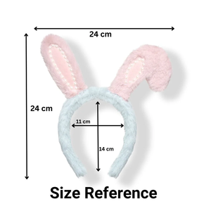 Phong cách ngọt ngào đào tai thỏ Headband Pink & White với ngọc trai vải và Polyester hairband - Product Image 5
