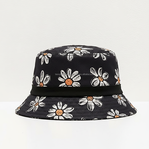 Chapeau Bob Unisexe Noir à Imprimé Marguerites en Coton, Casquette de Pêcheur Florale pour l'Été, Protection Solaire Extérieure, Tendance, Pliable, Plage - Product Image 3