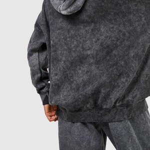 Mujer Invierno Frente Logo Y2K Estilo French Terry Diseño desgastado Cremallera Ácido Lavado Sudadera con capucha con cordón - Product Image 5