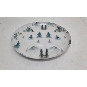 Platos de servicio de forma redonda de madera de diseño moderno, calcomanía esmaltada acabada para el hogar y hoteles, platos de mesa y platos hechos a mano - Product Image 4