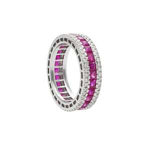 Anillo de Compromiso de Lujo Zubeda con Banda Infinita de Rubí, Símbolo de Amor Eterno, Elegante Gema Roja, Joyería de Plata de Ley para Uso Diario - Product Image 1