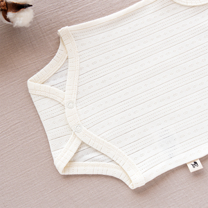 Camiseta sin Mangas Unisex Blanca de Algodón con Cuello Redondo, Transpirable, Conjunto de Ropa de Verano para Bebés de 0 a 3 Meses - Product Image 5
