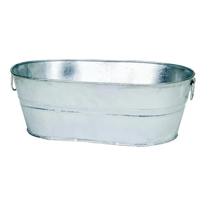 Heavy duty wholesale Indian Supply elegant simple Hot Dipped Galvanized Iron Oval Planter/Tub 5.5 Gal - Silver For Garden Decor