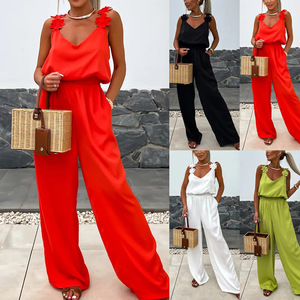 2025 body Pocket senza maniche primavera/estate europeo e americano, tuta Casual da <span class=keywords><strong>donna</strong></span> ampia - Product Image 1