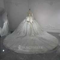 Robe de mariée Jancember XS264, magnifique robe de bal en satin ivoire avec perles et cristaux, pour mariage