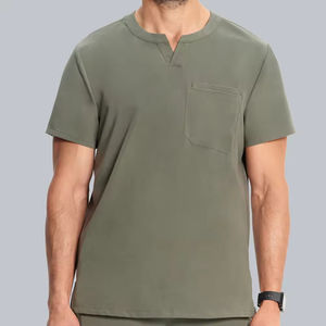 เสื้อสครับทางการแพทย์ของผู้ชายเสื้อ65% โพลีเอสเตอร์ผ้าฝ้าย35% หลายกระเป๋าสำหรับขัดพนักงานชุดเครื่องแบบแพทย์โรงพยาบาล - Product Image 1