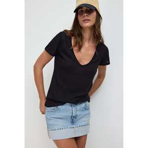 Camiseta de Cuello en V, Corte Ajustado, Básica, de Algodón y Lino, Transpirable y Deportiva, con Estampado Animado de Animales, Tallas XS a XL, Estilo Casual, Largo Recortado, para Verano - Product Image 2