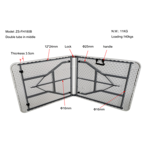 GARDIUN. TABLE PLIANTE PORTABLE PIQUE-NIQUE NOUVEAU KOLN DIMENSIONS 180X74X74 cm - Product Image 3