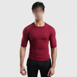 Mahroon T-shirt à manches courtes de compression de couleur unie de la plus haute qualité avec un prix raisonnable du meilleur fournisseur nouveauté service OEM - Product Image 1