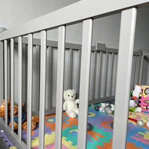 เปลเด็กสไตล์โมเดิร์นปรับแต่งได้ตามต้องการเฟอร์นิเจอร์สำหรับเด็กสีเทาไพน์และคอกธรรมชาติสำหรับห้องนอนและห้องนั่งเล่นทำด้วยมือโดยเด็ก - Product Image 6