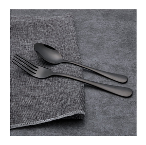 ชุดเครื่องใช้บนโต๊ะอาหารสำหรับร้านอาหารช้อนสีดำด้านทำจากเหล็กกระจก - Product Image 3