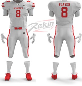 ชุดยูนิฟอร์มอเมริกันฟุตบอลแบบสั่งทำพิเศษยอดนิยม พิมพ์ลายได้ตามต้องการ ระบายอากาศได้ดี แห้งเร็ว สำหรับผู้ชาย บริการ OEM ขายส่ง ราคาถูก - Product Image 4