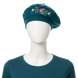 หมวกเบเร่ต์ผ้าโพลีเอสเตอร์ผสมสแปนเด็กซ์สำหรับผู้หญิง ปักลาย แห้งเร็ว เหมาะสำหรับฤดูใบไม้ผลิ - Product Image 4