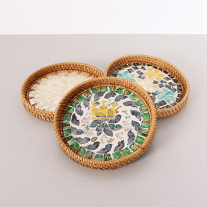 Plateau de service en rotin pour cuisine et restaurant avec finition en os, plats délicieux et desserts, Offre Spéciale à salade et fruits 2025 - Product Image 4