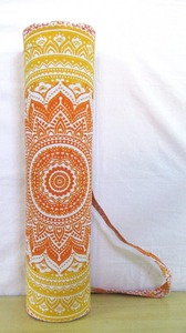 Bolsa de Yoga de Algodón Indio Acolchada con Mandala Naranja Degradado, Correa de Hombro, Estilo Vintage, Ligera, con Cierre de Cremallera, para Gimnasio y Yoga - Product Image 5