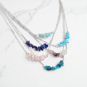 Collar de cadena de caja de oro clásico, cuentas de Chip de cuarzo ahumado, joyería de moda de piedras preciosas para regalo de boda, cristal curativo de Chakra - Product Image 4