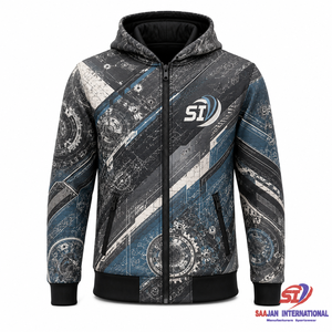 OEM Custom <b>Techwear</b> Hoodie Steel Mechanical Graphic Full Zipper Streetwear <b>Jacket</b> Wholesale Private Label - Product Image 1