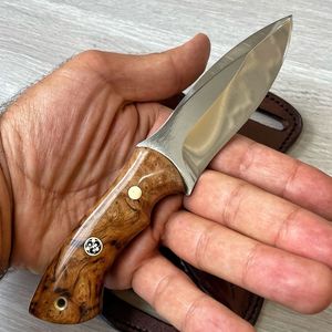 Cuchillo de Caza de Acero de Damasco Hecho a Mano y Personalizado, Forjado a Mano, de Espiga Completa, Grado Industrial con 1 Año de Garantía - Product Image 5