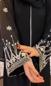 Ropa musulmana tradicional islámica elegante y modesta para mujer bordada a mano estilo Abaya Premium Dubai-accesorio incluido - Product Image 3