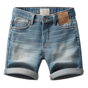 กางเกงขาสั้นพรีเมี่ยมเอวยางยืดแบบลำลองของเด็กผู้ชายกางเกงยีนส์ผ้าฝ้ายใส่สบายพอดีตัวกางเกงเด็กซักแล้วดูใส่ในฤดูร้อน - Product Image 4