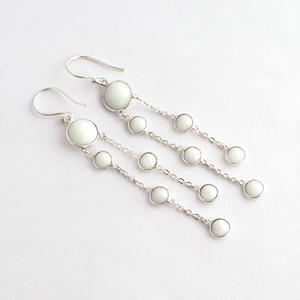 Boucles d'oreilles mode personnalisées pour femmes forme ronde agate blanche lustre design boucles d'oreilles argent plaqué goutte boucle d'oreille lunette - Product Image 4