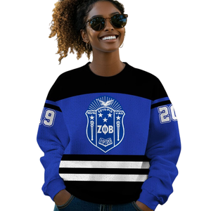 Zeta Phi Beta Sorority Greek Life Pull 1920 ZPhiB Knit Bleu Blanc Chenille Broderie Divine Nine Premium Wear - Product Image 5
