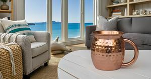 100% Food Grade Copper Moscow Mule Mugs/Cups with Nickel Lined Round-Handle Ceramic Cups with <b>Gift</b> Design Pure Copper Cup - Product Image 3