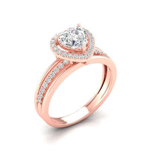 Anillo con diamante talla corazón de 1.02 quilates, color F, claridad VS, diamante cultivado en laboratorio en oro de 14 quilates para fiesta de compromiso - Product Image 5