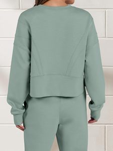 Las más demandadas Cómodas y transpirables Mujeres Rayas Manga larga Dos piezas100 % Algodón Características Recto Manga larga Mujeres Top - Product Image 2