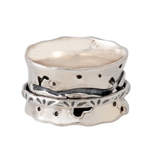 Anillos giratorios únicos de Plata de Ley 925 de 3 tonos, joyería de boda de latón dorado y plateado, venta al por mayor a precio de fábrica, India - Product Image 1