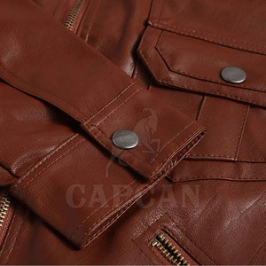 Veste en cuir PU longue et élégante sur mesure pour hommes grandes tailles, tissu tricoté, fermeture éclair, service OEM, coupe-vent, imperméable, manteau d'hiver - Product Image 6