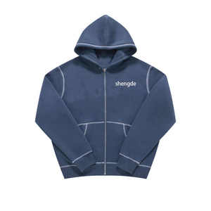 Sweat à capuche entièrement zippé personnalisé pour homme, streetwear, 100% coton, saison hivernale, impression sérigraphique, logo personnalisé, toile unie, écologique - Product Image 1