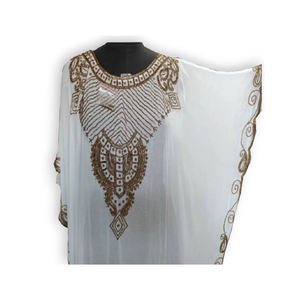 Robe élégante et modeste avec perles, style marocain, tissu brodé à la main, vêtements islamiques - Product Image 1